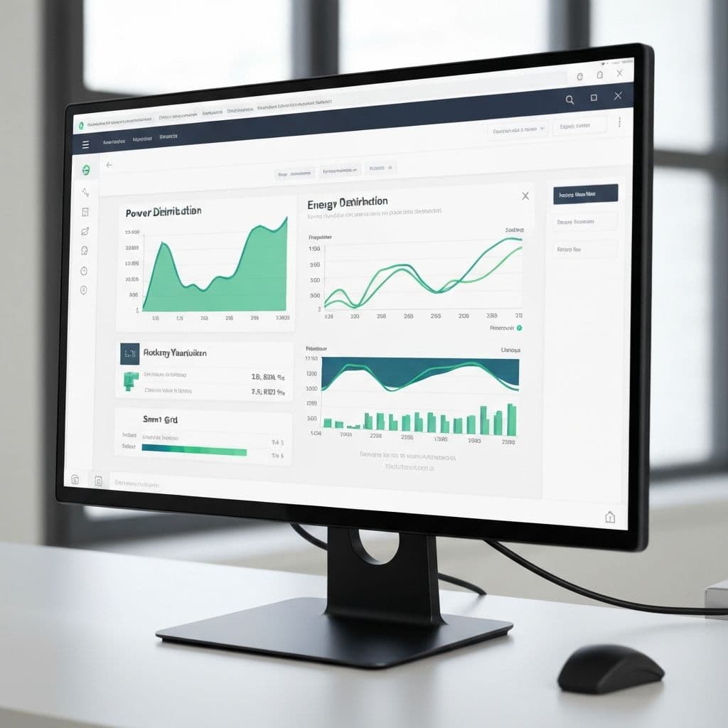 Computer monitor showing an EV energy management dashboard